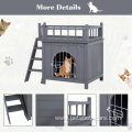 2-Story Indoor/Outdoor Wood Cat Dog House Cage